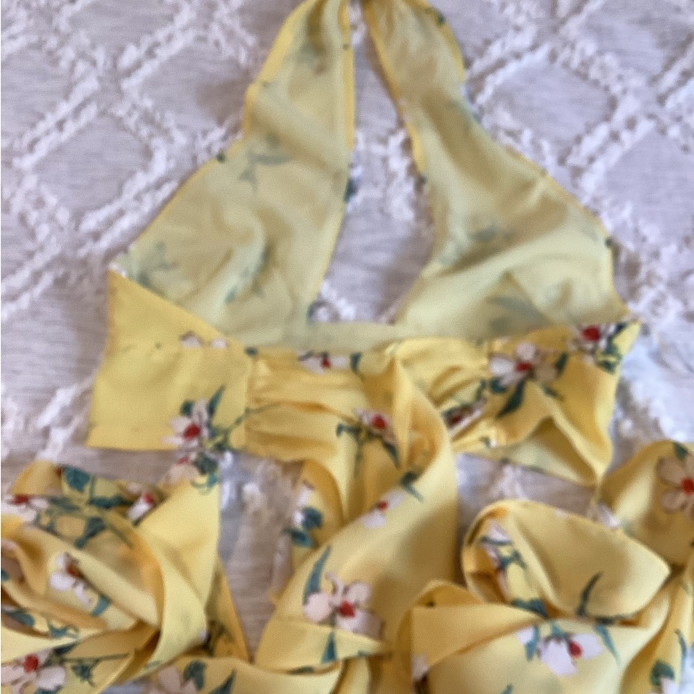 Superdown Yellow Halter Wrap Top - image 5